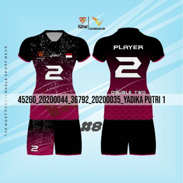 Jersey Voli Full Printing Cewek Baju Volly Wanita Custom Original (Beli 2 + 1)