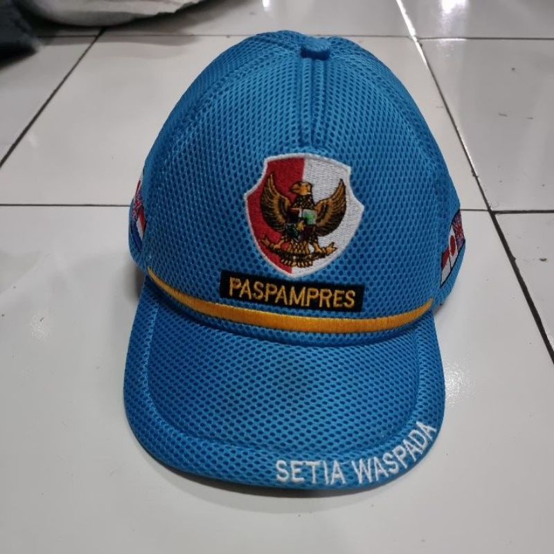Topi setia waspada lis | Topi paspampres biru lis kuning | topi jaring paspampres pama biru muda | t