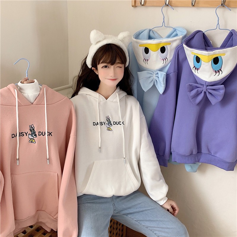 [littlecrab] Hoodie Oversize Korea Daisy Duck Bigsize Topi Pita Lucu Hoodie Unisex Korean Style