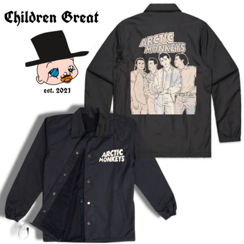 Coach jaket ARCTIC MONKEYS jacket BAND vintage windbreakers parasut waterproof taslan polos hitam wi