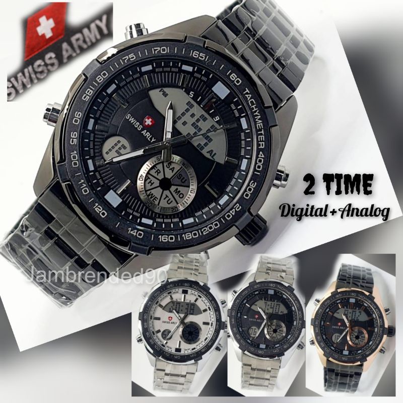 Jam tangan pria SA  Double Time (Digital+Analog)tanggal,Hari,light,stopwatch