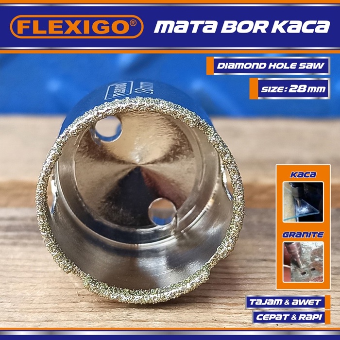 Mata Bor Kaca &amp; Granite uk. 28 mm Original Flexigo Diamond Hole Saw