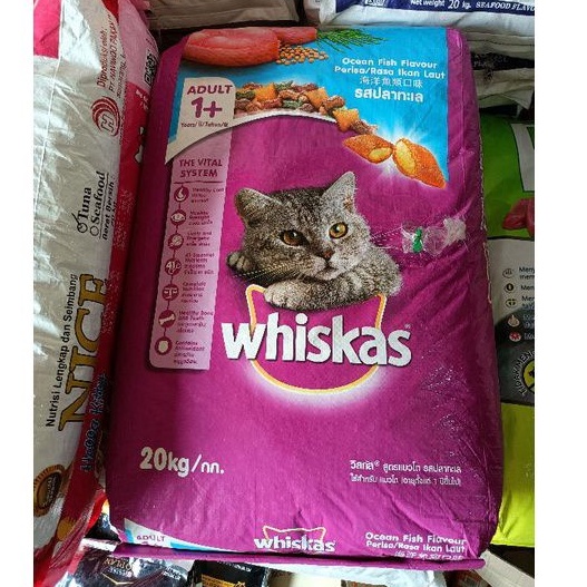 Grab/Gojek Whiskas adult Oceanfish 20kg/ makanan kucing / Dryfood