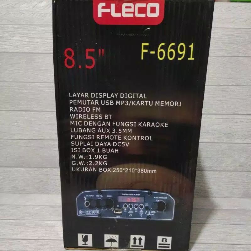 Speaker Bluetooth Wireless Fleco F-6691 // F-955D Ukuran 8'5 inch Free Mic Karaoke