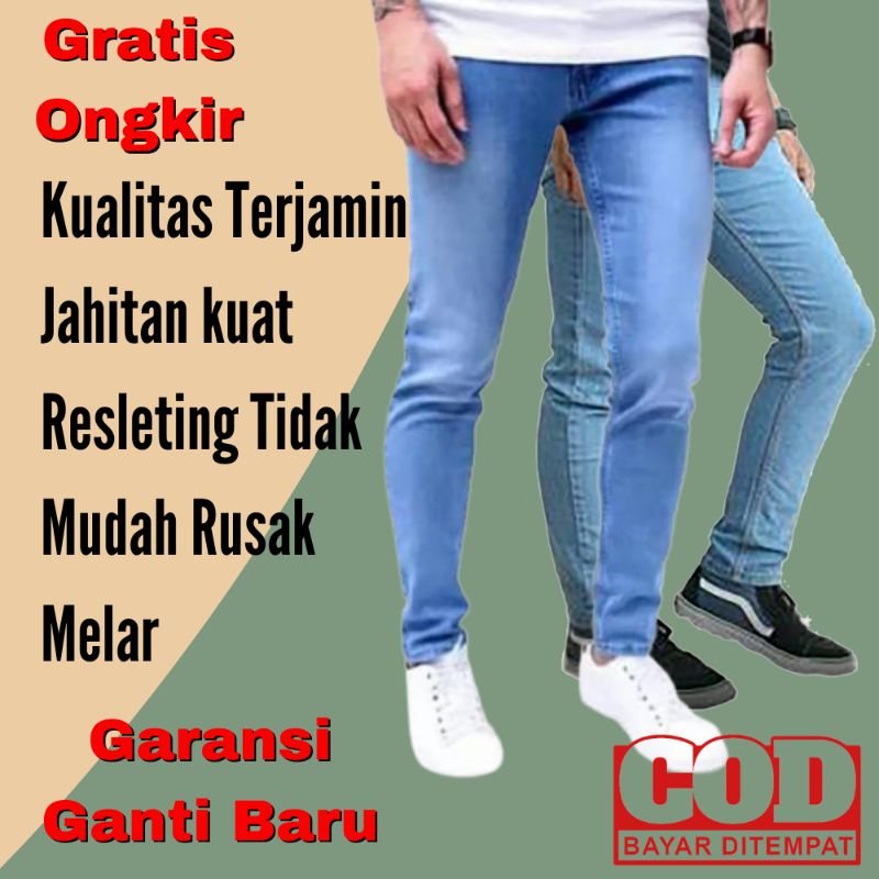Pakaian Bawahan Celana jeans denim pants panjang ponggol pensil jins kerja kantoran kasual formal mo