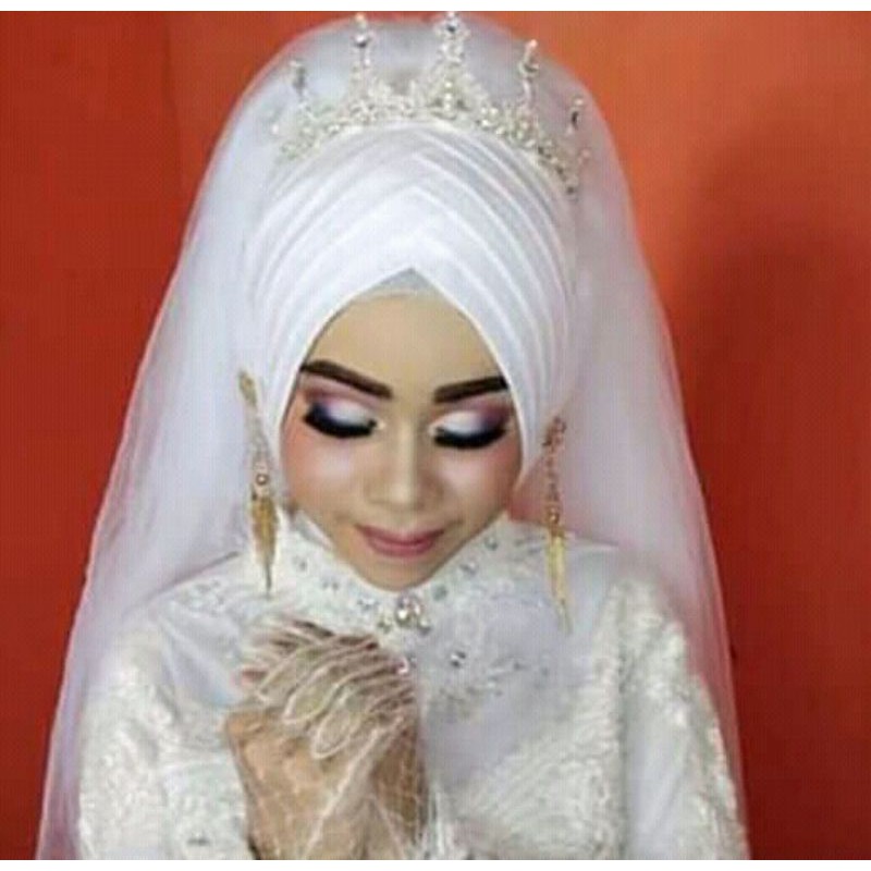 Hijab pengantin Turki veil kerudung slayer 100 cm veil jilbab pengantin hijab jilbab akad bride untuk gaun wedding slendang pengantin fashion veile motif baru