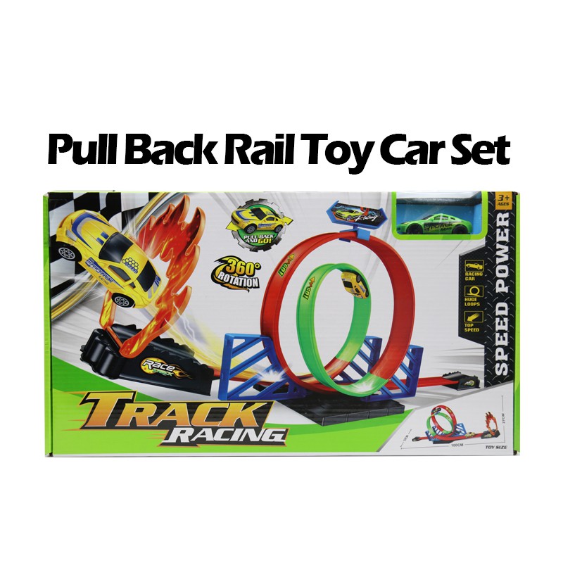 Kids Educational Toys Pull Back Rail Toy Car Set with Led and Music Pull-back Car Kit Christmas Gift