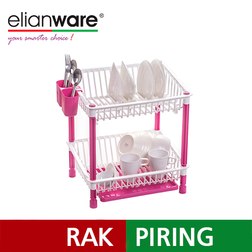 Elianware High Quality 2 Tier Dish Drainer with Cutlery Holder