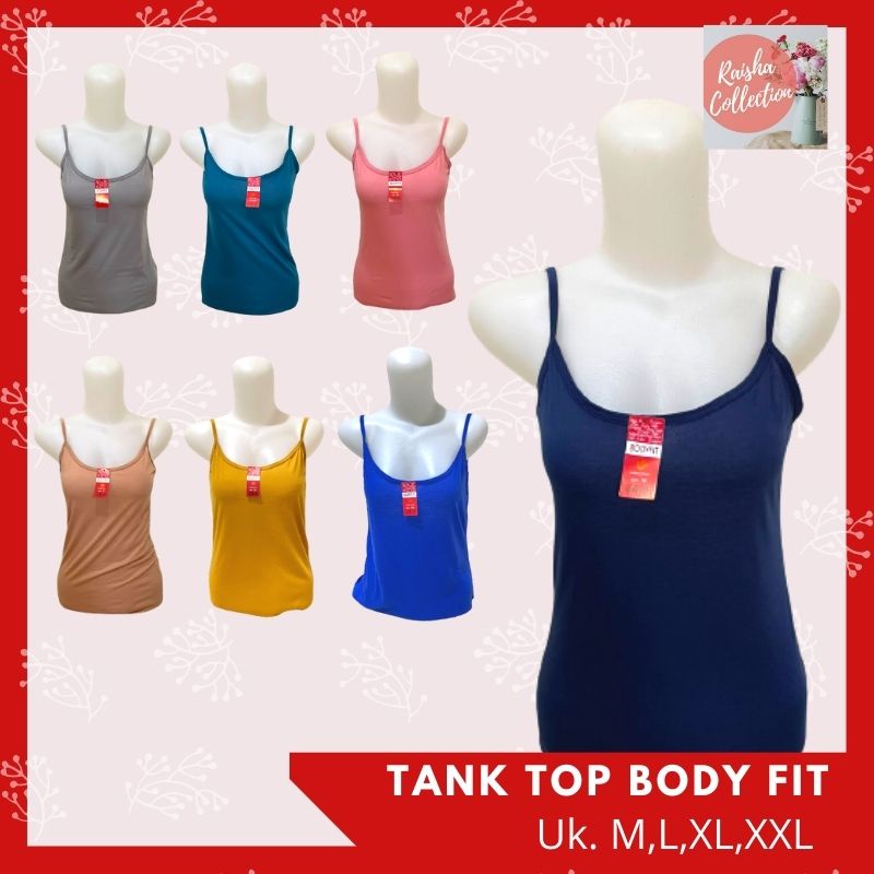 RC Tengtop Polos Tali Kecil Bodyfit Tank Top Singlet Wanita Polos Bahan Kaos