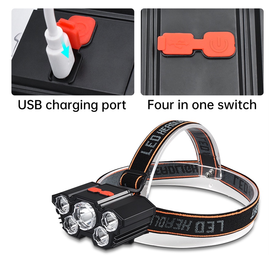 Original SENTER KEPALA MINI headlamp 7 LED 24W + 10W / HEADLAMP USB CHARGEABLE / SENTER MINI CAS