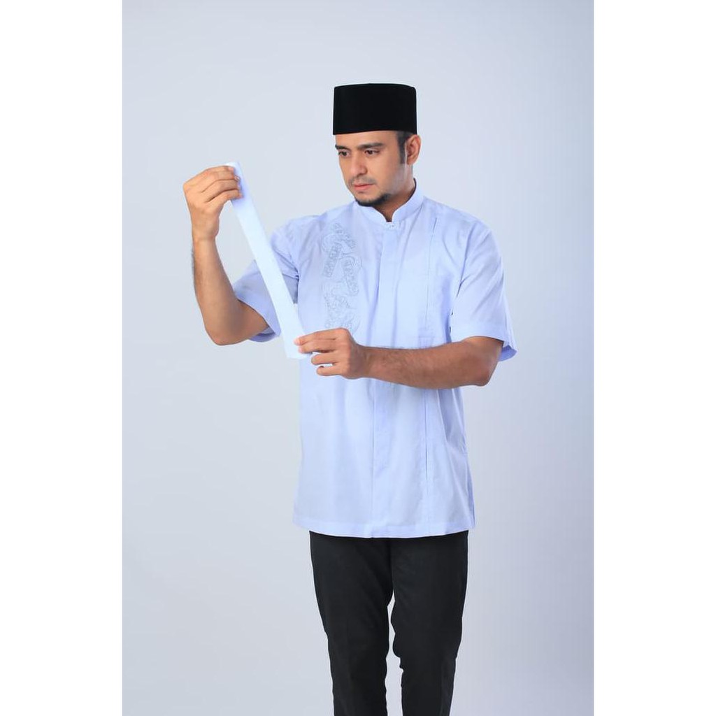Baju Koko Pria Lengan Pendek Air001 - Biru Muda
