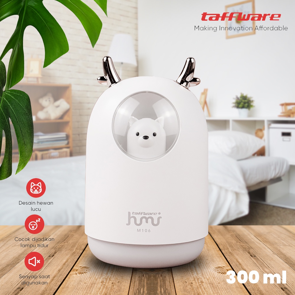 Taffware Air Humidifier Ultrasonic Aromatherapy Oil Diffuser RGB Pet Design 300ml - HUMI M106 - Whit