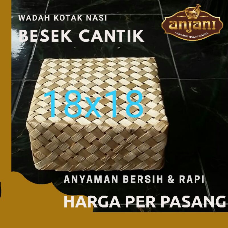 BESEK CANTIK UKURAN 18X18 UNTUK KOTAK MAKAN, HARGA TERMURAH, KUALITAS TERBAIK ANYAMAN BAMBU