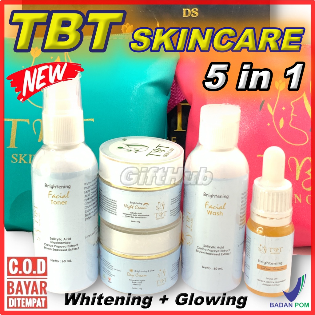 Set 5 in 1 TBT Skincare Paket Trial DS Travel Size + Serum Glow 10ml Original 100% BPOM Skin Care Ke