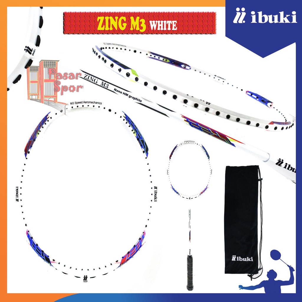 IBUKI ZING M3 RAKET BADMINTON ORIGINAL - WHITE