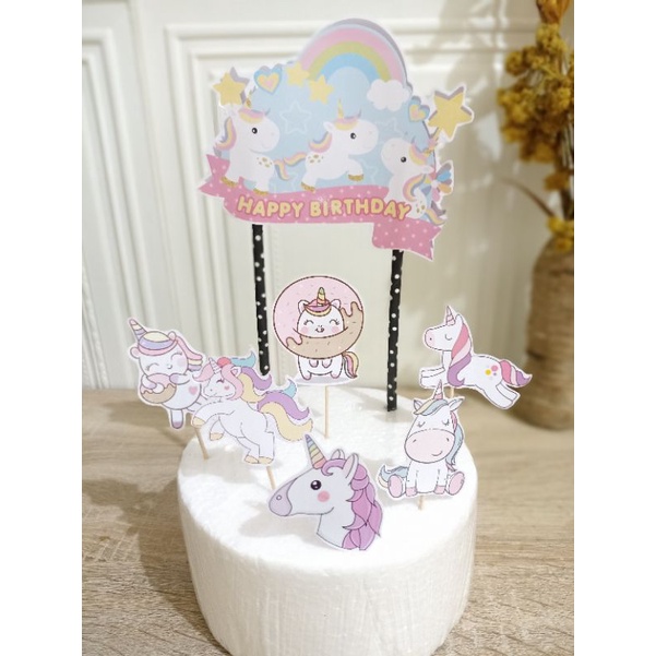 cake topper kue ulang tahun unicorn