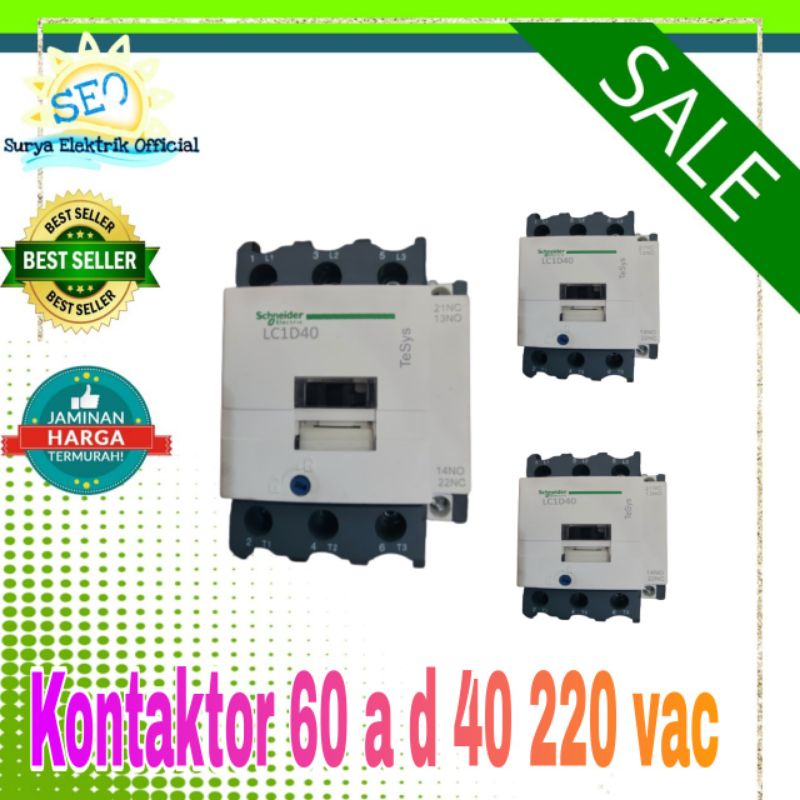 Kontaktor listrik 60 a 220 vac d 40