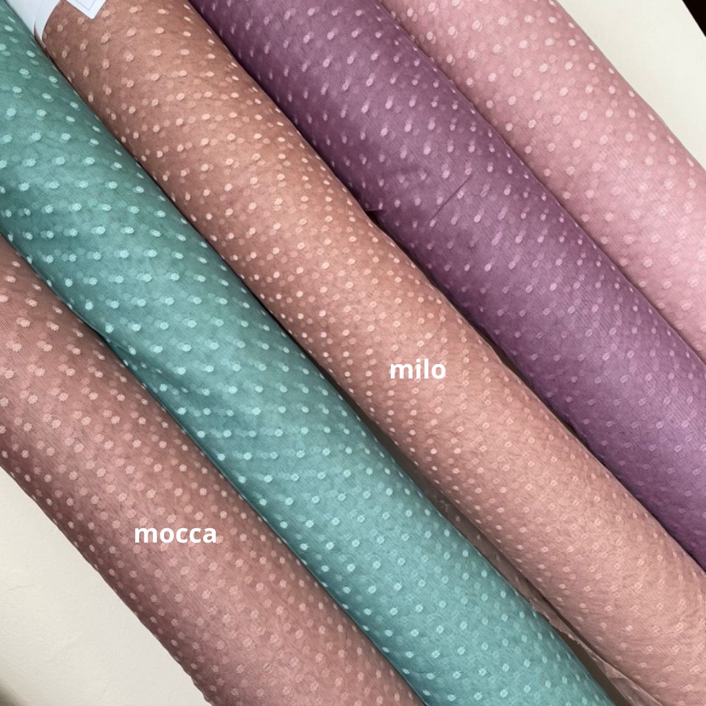 Bahan Kain Tile Tille Tule Tulle Dot Dotty Warna Milo Mocca