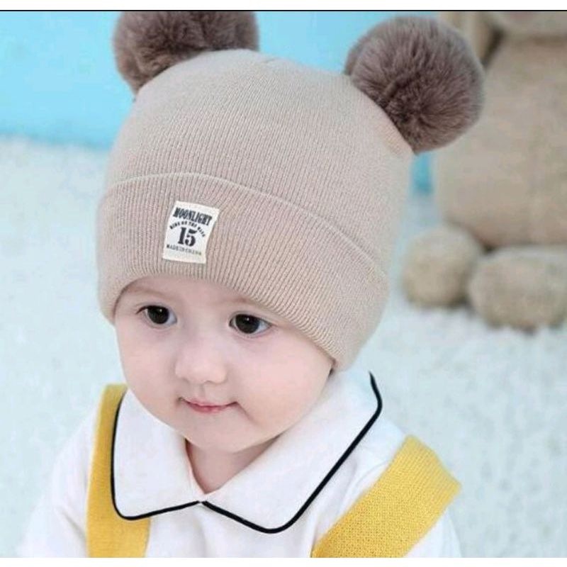 Kupluk Pompom anak M15 label spendek aklarik /kupluk anak cute