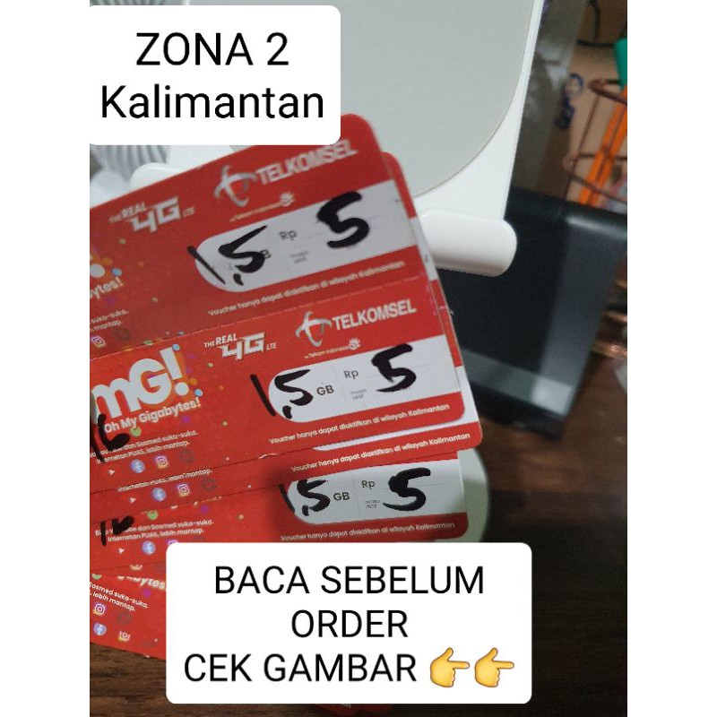VOUCHER TELKOMSEL 1,5 GB 5 HARI (ZONA 2 KALIMANTAN) EXP 01 April  2022