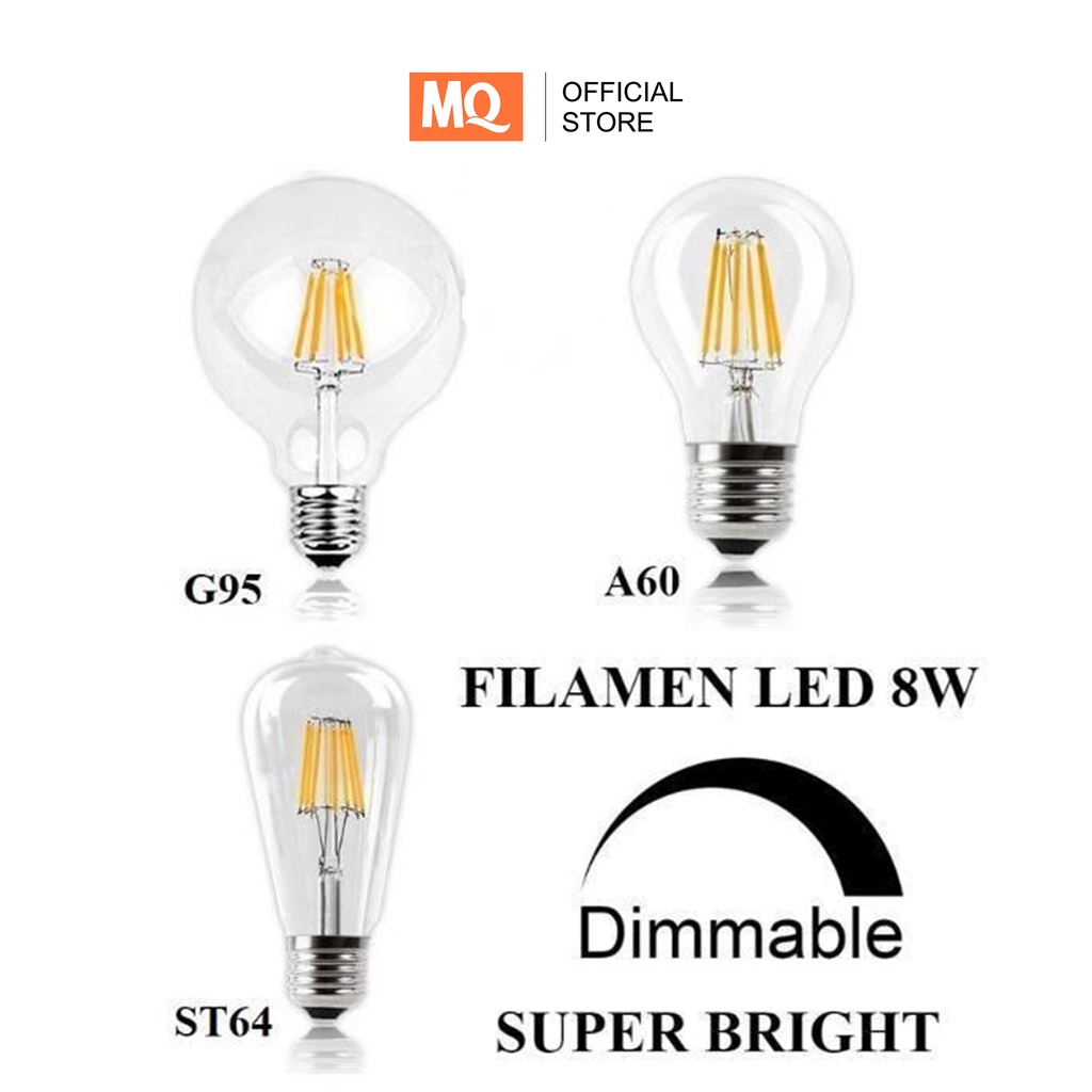 [MQ] LAMPU CAFE FILAMEN LED 8W DIMMABLE / LAMPU HIAS FILAMEN GANTUNG CAFE / LAMPU EDISON FILAMEN