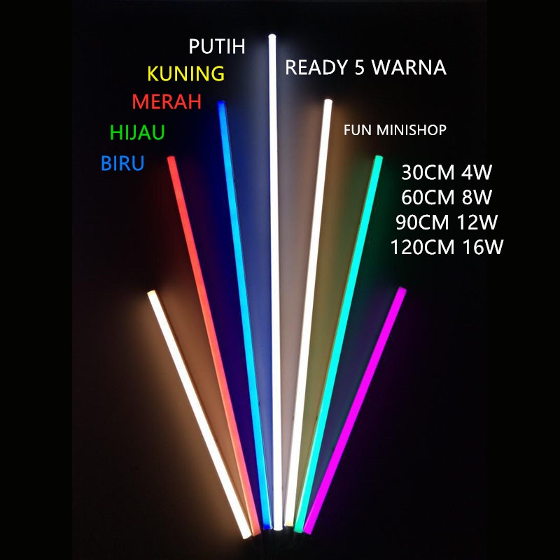 Lampu T5 LED Tube Warna Warni TL NEON 4W 8W 12W 16W