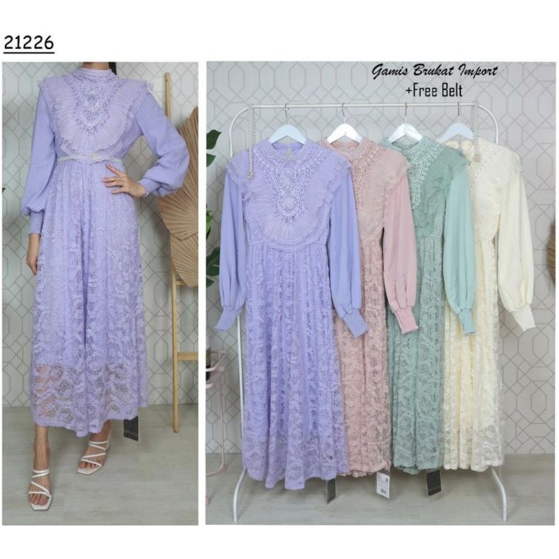 Gamis Brokat Import Premium by VNS (free belt)