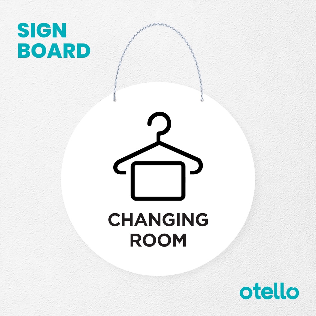 Otello Sign Changing Room Signage Board Acrylic Papan Gantung Label Akrilik Rantai Petunjuk Toko Modern Minimalist Kafe Restoran Kantor Gedung Cafe