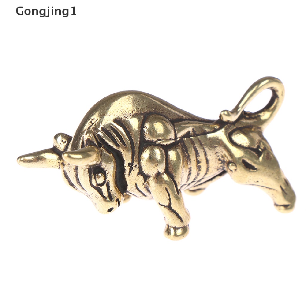 Gongjing1 1pc Ornamen Patung Banteng Mini Portable Bahan Kuningan Gaya Retro