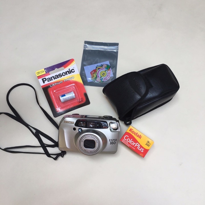 kamera analog 35mm PENTAX ESPIO 160 bonus baterai + kodak colorplus 200 fresh + stiker