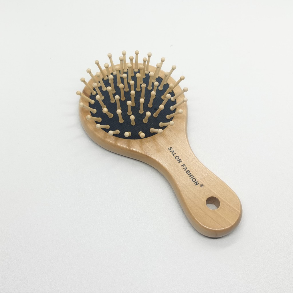 SISIR KAYU KOREA BULAT PREMIUM TAHAN LAMA WOOD COMB SISIR BULAT KECIL LUCU