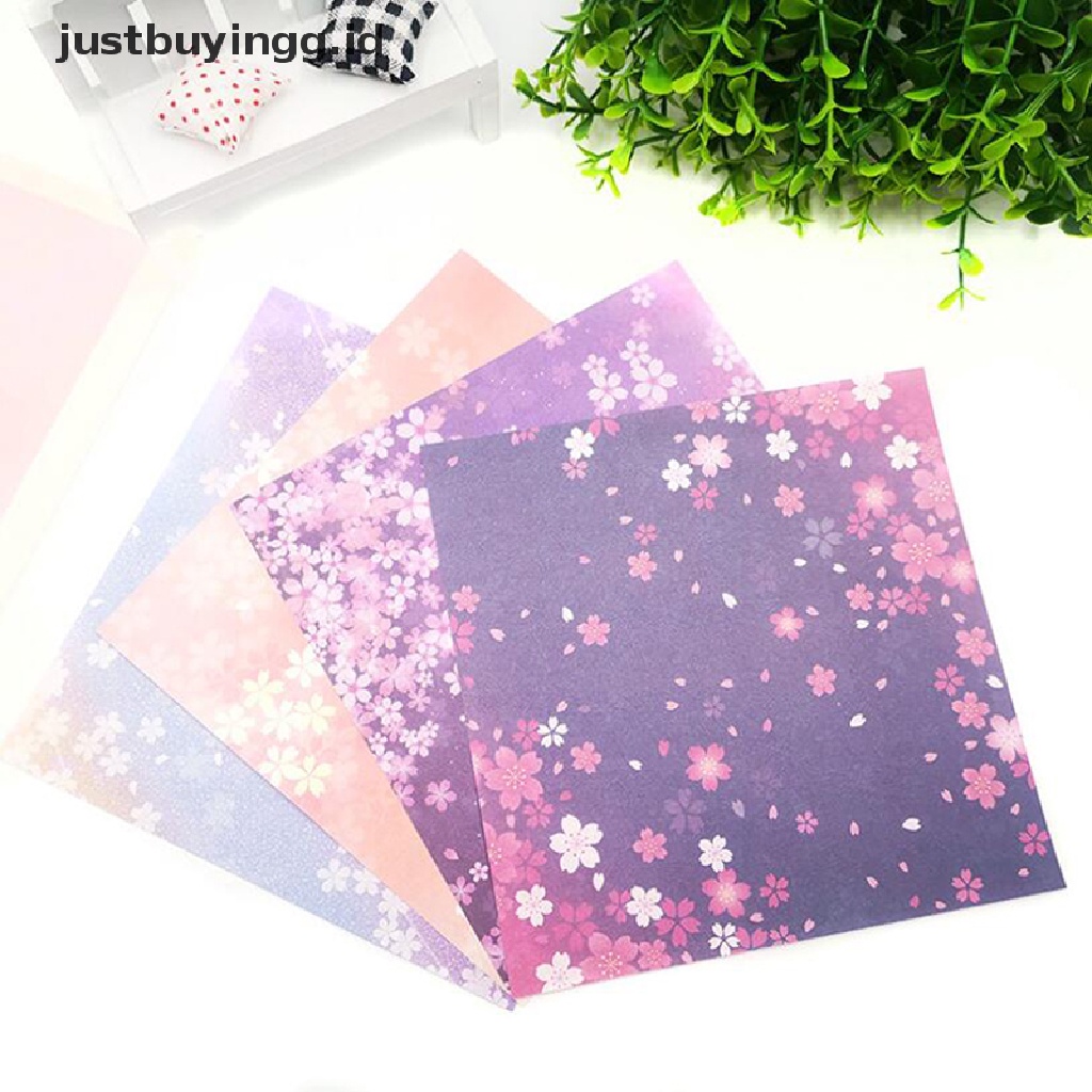 (Justbuyingg.Id) 60 / 65pcs Kertas Origami Lipat Dua Sisi Motif Bintang / Bunga Untuk Craft Diy