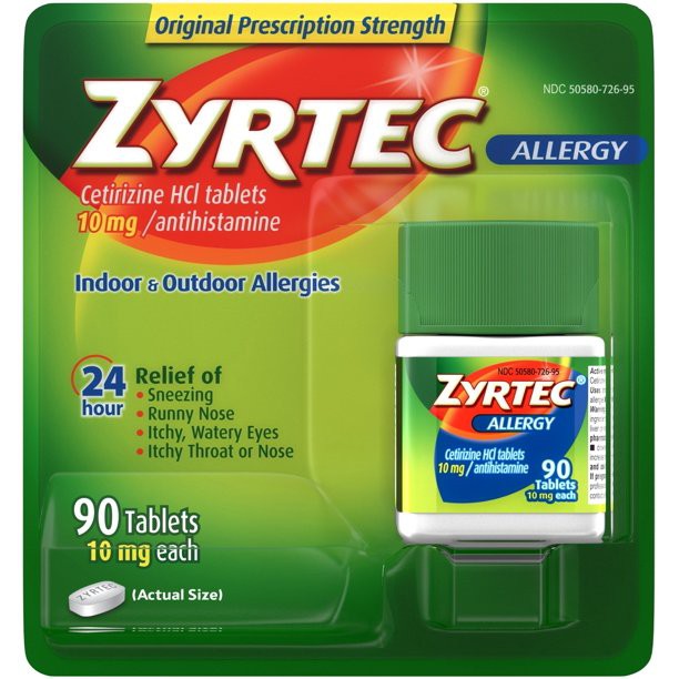 Zyrtec 24 Hour Allergy Relief 90 Tablets ORIGINAL