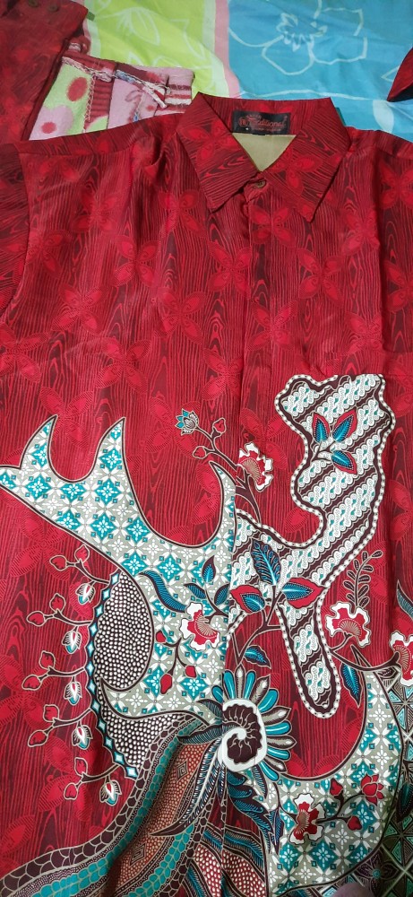 Eb Tradisional Kemeja Batik Kombi Semi Sutra Lengan Panjang Hijau Tosca