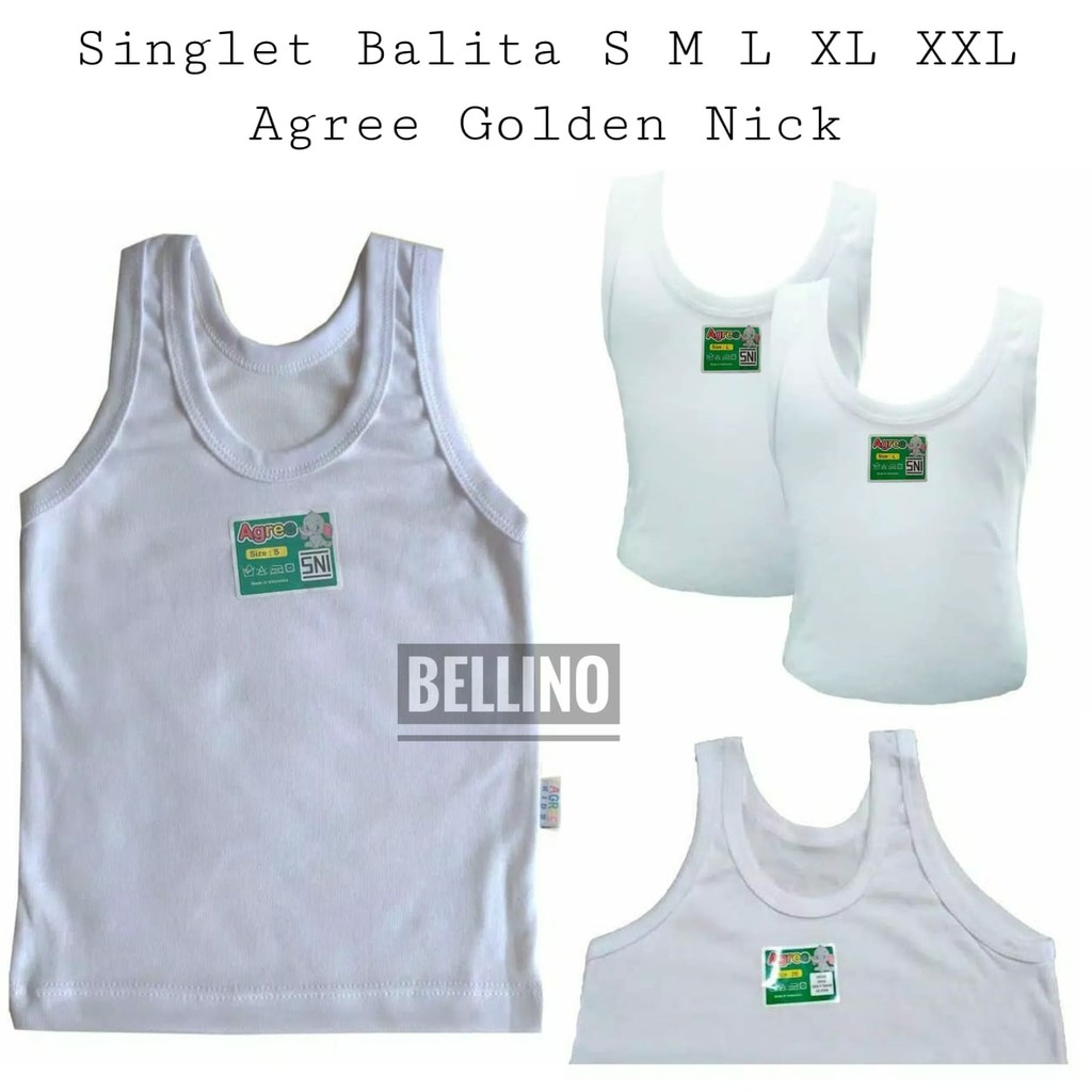 Singlet Anak Kecil Balita Agree Unisex Golden Nick Putih Polos Size S M L XL XXL Singlet Balita
