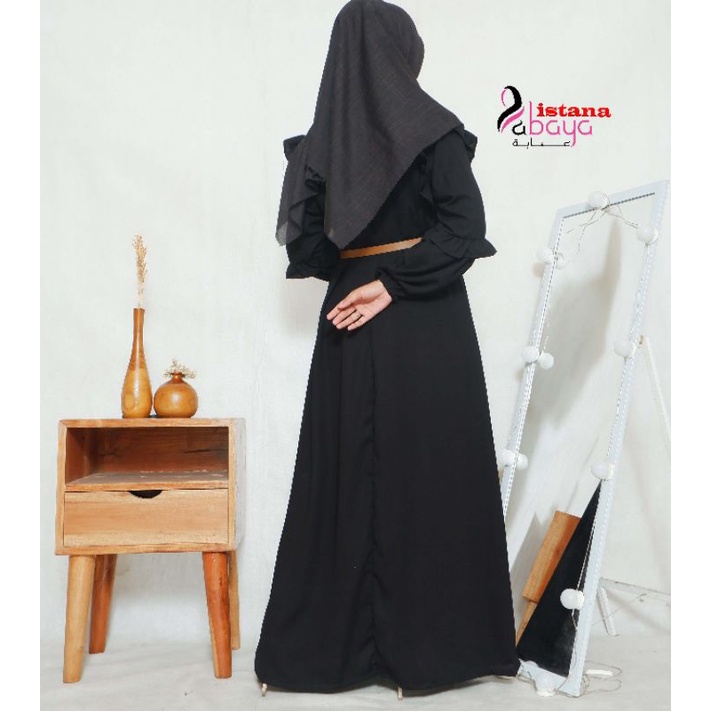 abaya turki terbaru elegan trendy dg bonus sabuk Cantik dan aksen tangan layers