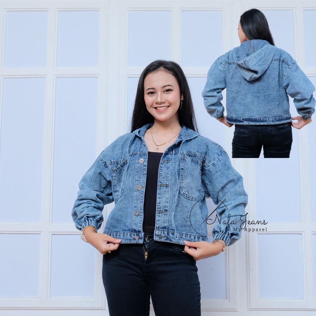 JAKET JEANS OVERSIZE WANITA //  VINTAGE JAKET JEANS OVERSIZE MODEL HOODIE