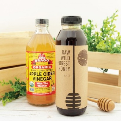 BRAGG Apple Cider Vinegar 473 Ml + Honey Life Raw Wild Forest 500 Ml