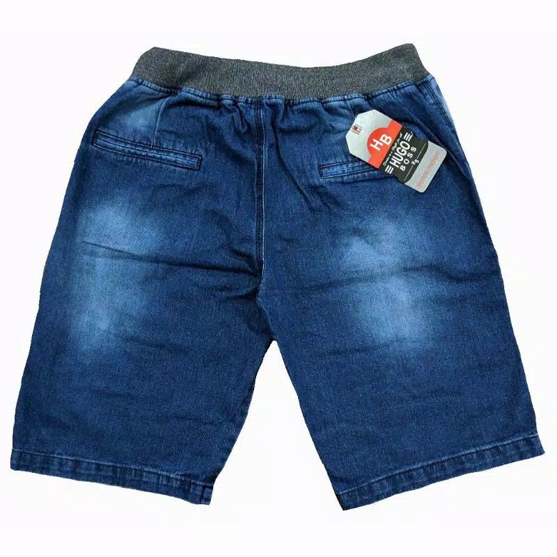 Celana Jeans Pendek Pria Pinggang Karet Biru Tua dan Biru Muda Size 27 Sampai 38