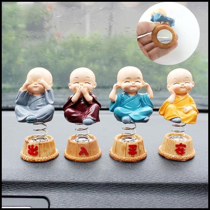 1Set Ornamen Patung Buddha Lucu Utk Dekorasi Dashboard Mobil
