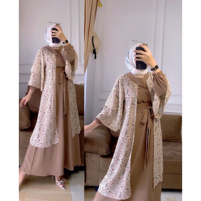 NEW SET OUTER DRESS + OUTER VIRAL GAMIS ROMPI KEKINIAN DRESS 2 IN 1