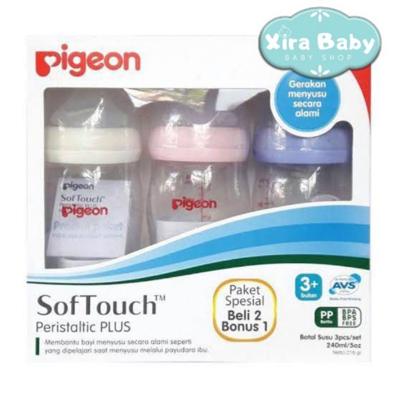 Botol Susu PIGEON Bottle Wide Neck Peristaltic 160 240ml Botol Susu Bayi xirababy Dumai Dot Lebar An