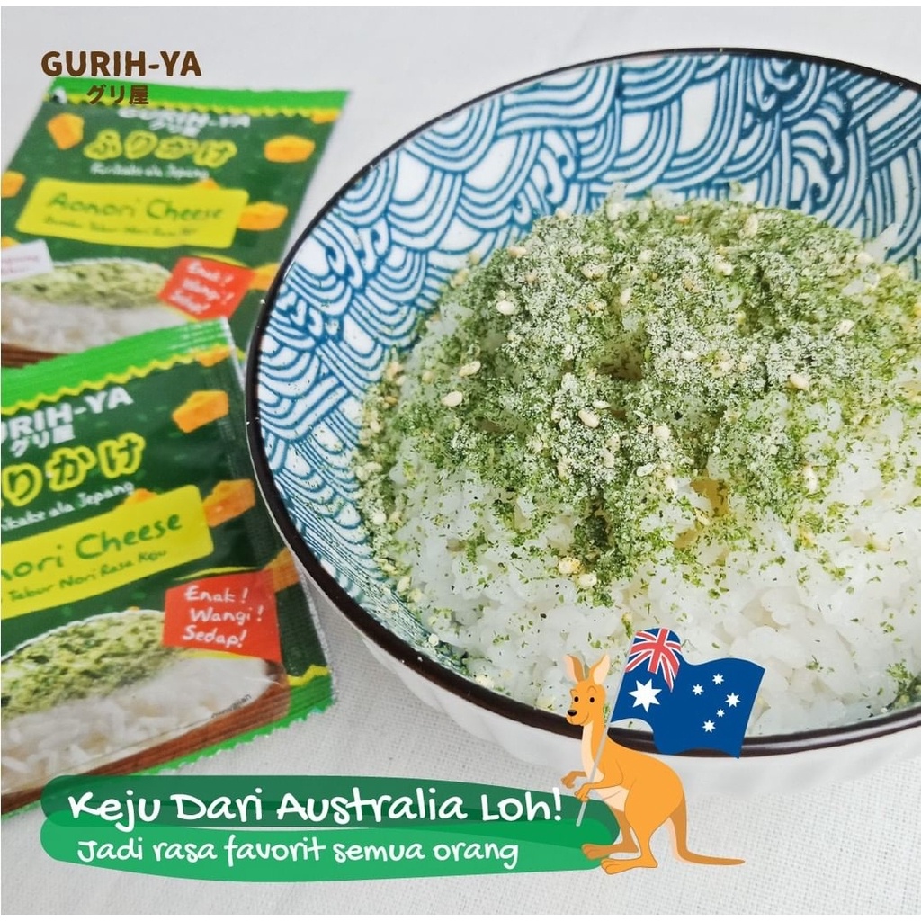 GURIHYA Abon Rumput Laut Sachet 5g - Seaweed Seasoning - Cheese / Keju Bubuk - Original Nori / Aonori Cheese / Bonito / Spicy - Furikake Gurih Ya