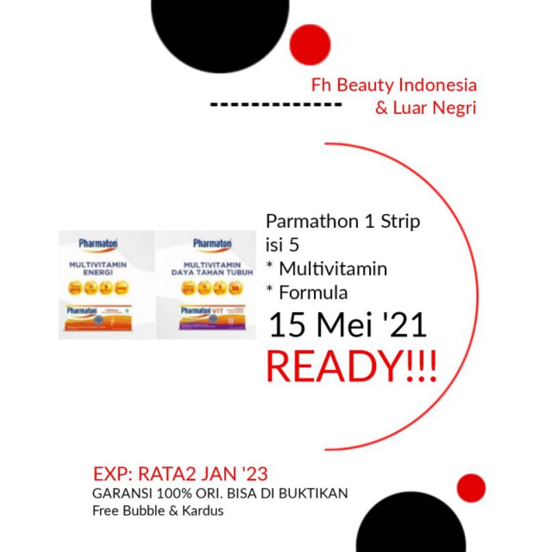 Pharmaton Formula isi 5 dan Pharmaton Vitamin isi 5 per strip