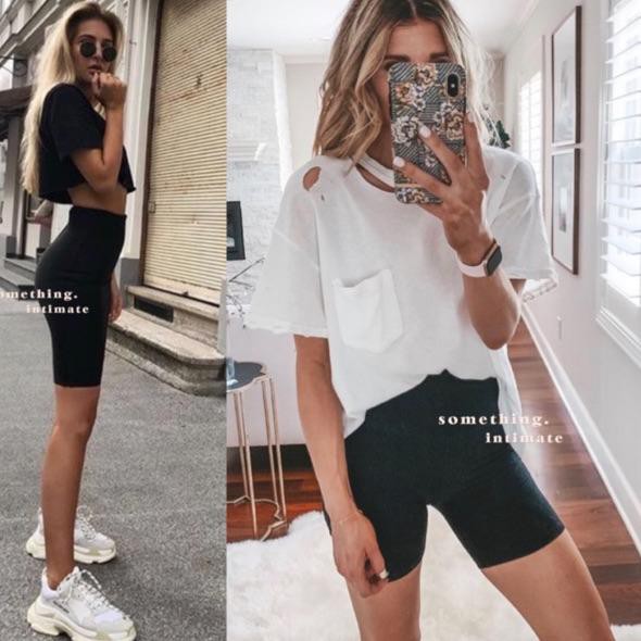 Active High Rise Ribbed BIKER SHORT / F21 Shorts Legging Pendek Workout Cycling P Rib 