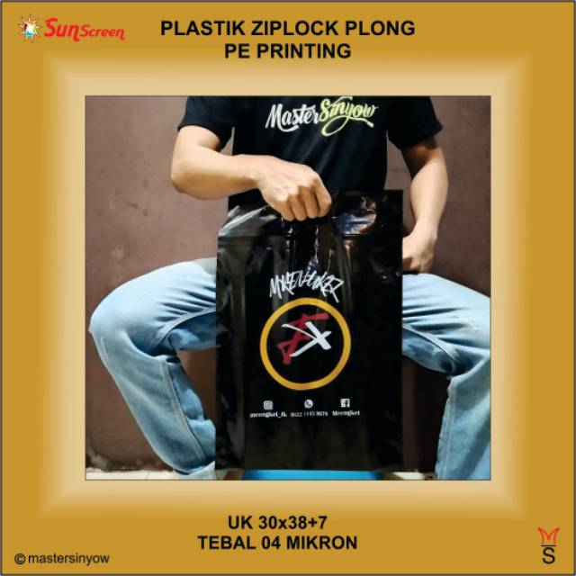 Sablon Plastik Murah Ziplock Plong 30x38+7 Free Design Plastik Packing Olshop