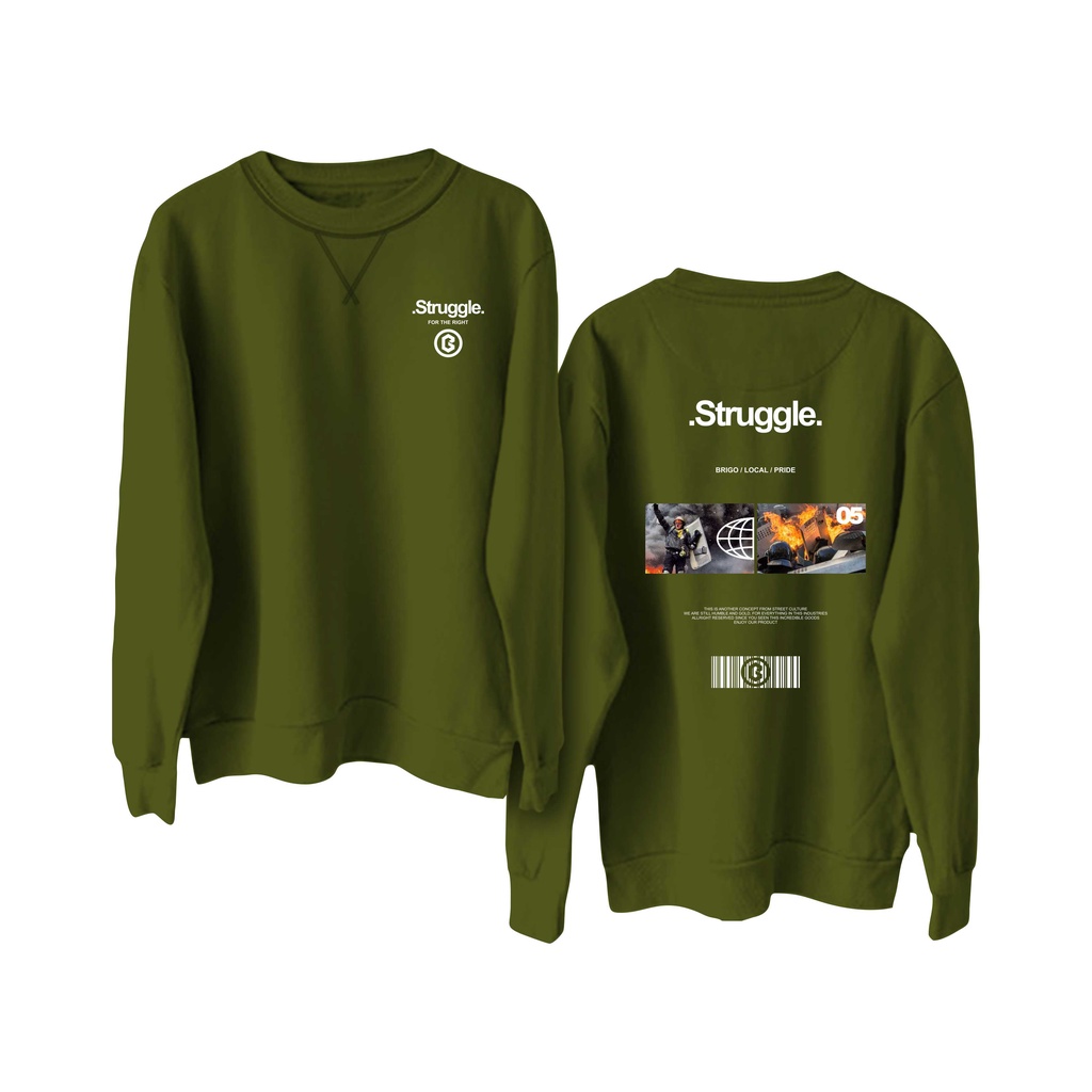 Sweater Crewneck BRIGO struggle Sablon DTF Fleece Cotton II BRIGO Basic Sweatshirt  struggle II Cotton M-XXL (Pria &amp; Wanita) Free stiker&amp;Gantungan Kunci