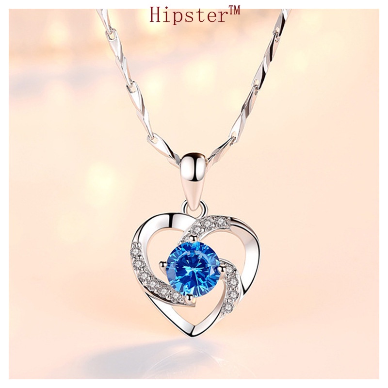 Fashion New Natural Ruby Heart Pendant Diamond-Studded Necklace