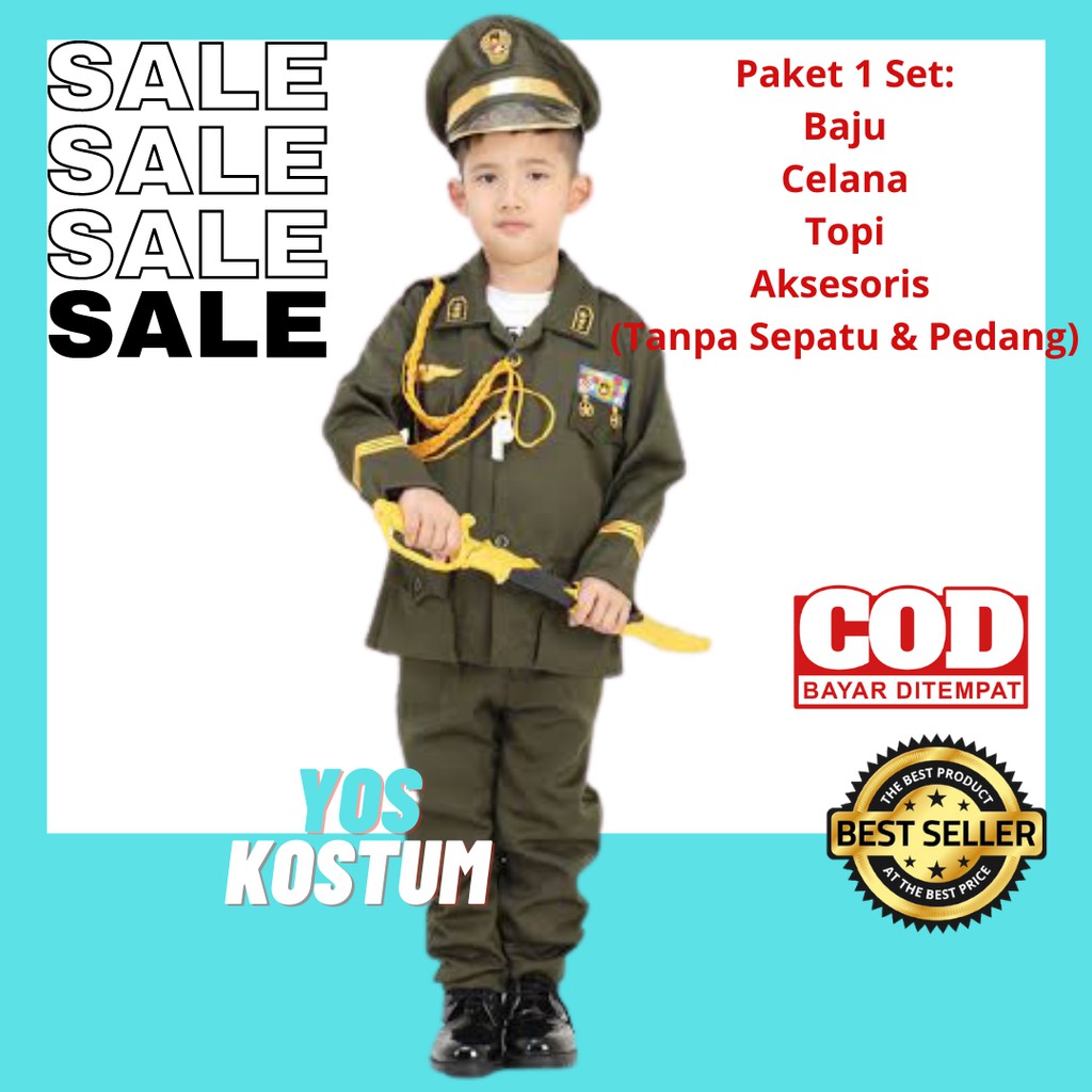 Seragam Profesi Anak TNI AD Jendral Kostum Baju Setelan Angkatan Darat