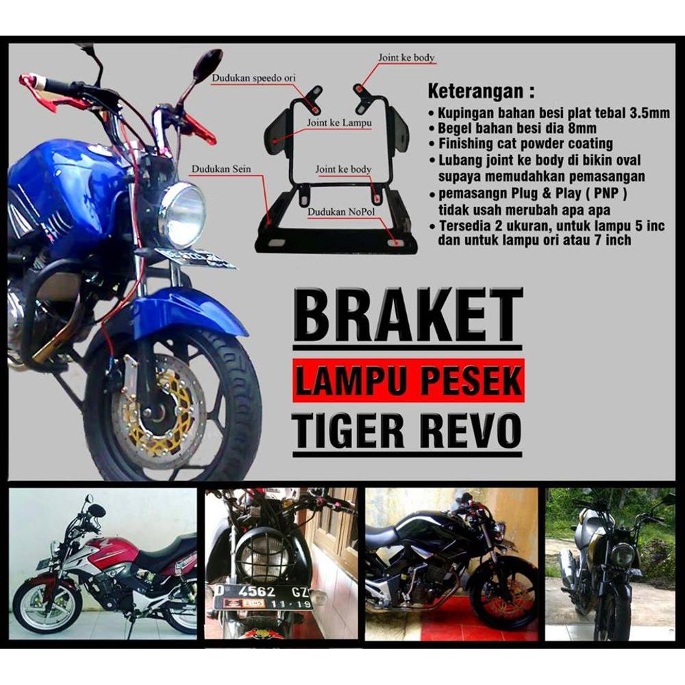 Braket Lampu Pesek Honda Tiger Revo Bagus